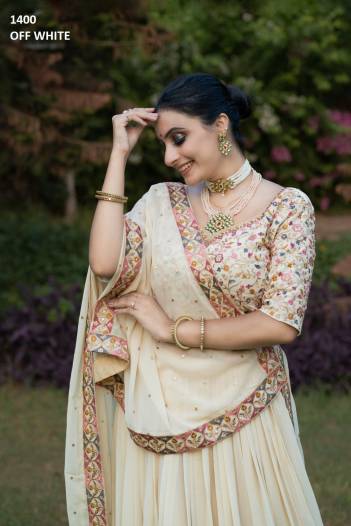 AAWIYA 1400 OFF WHITE DESIGNER LEHENGA CHOLI WHOLESALER IN SUART